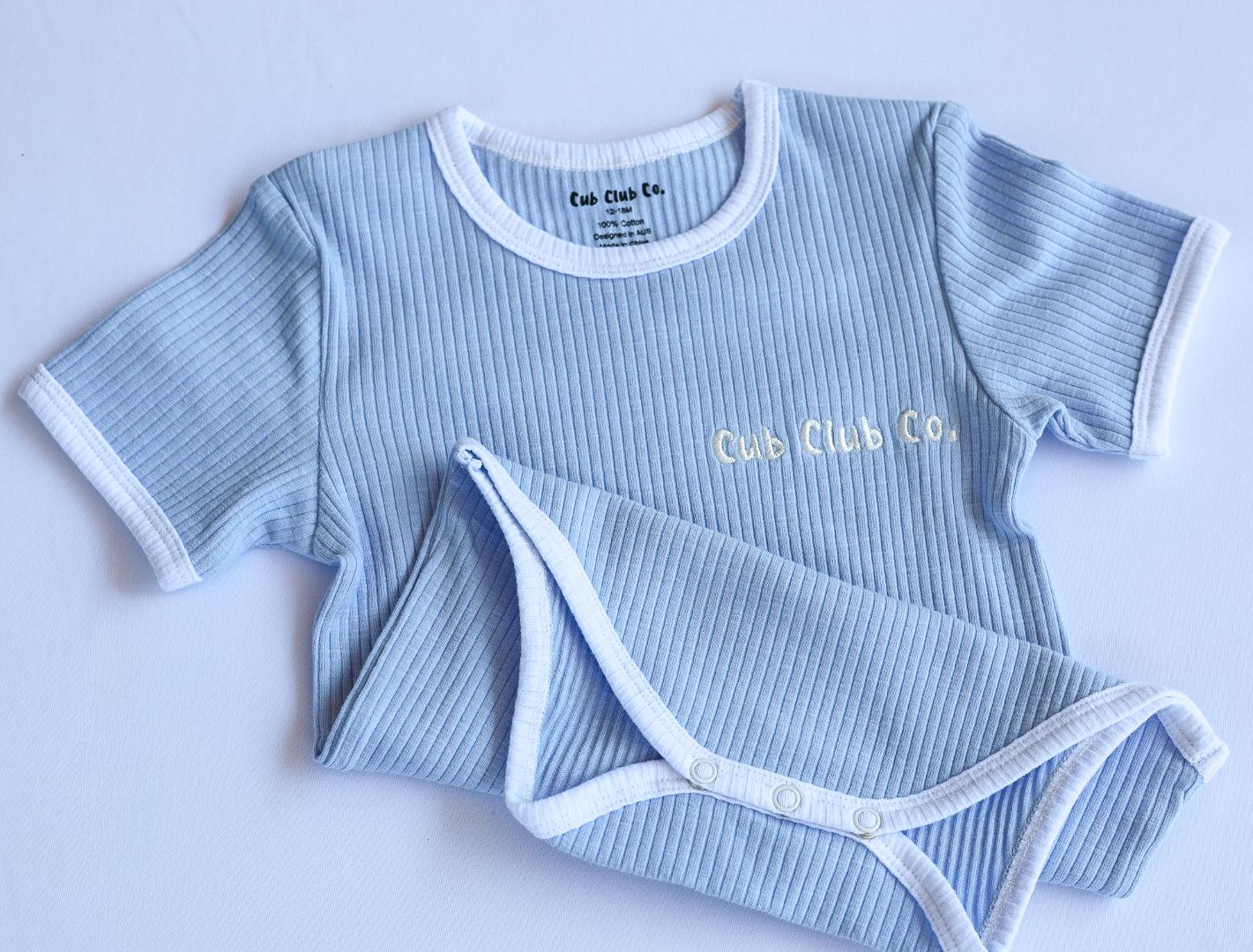 Ribbed Bodysuit- Sky Blue