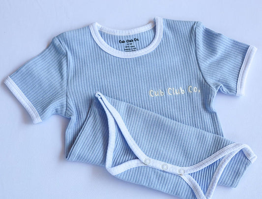 Ribbed Bodysuit- Sky Blue